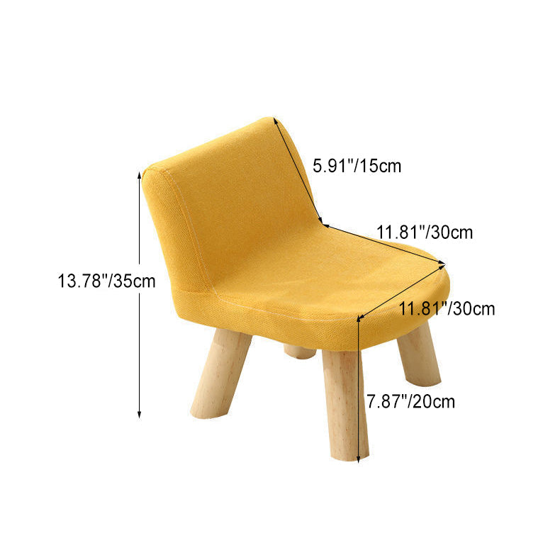 Contemporary Creative Square Cotton Linen Solid Wood Chair Backrest Armless For Living Room