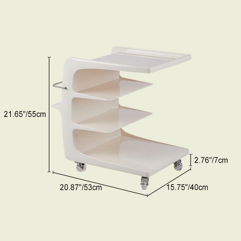 Modern Minimalist Square Acrylic End Table Four Tiers Wheels For Living Room