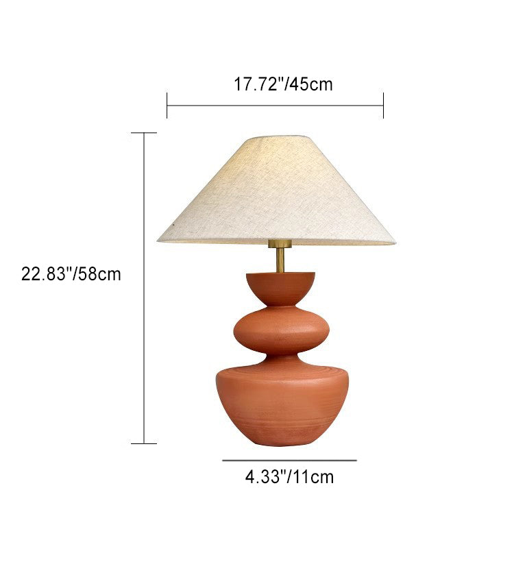 Traditional Japanese Jar Resin Fabric 1-Light Table Lamp For Living Room