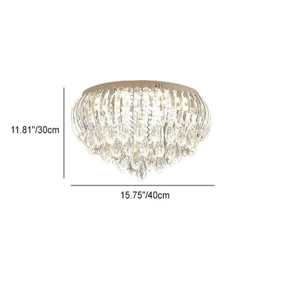 Modern Simplicity Stainless Steel Crystal Round Drop 7/9/10 Light Flush Mount Ceiling Light For Living Room