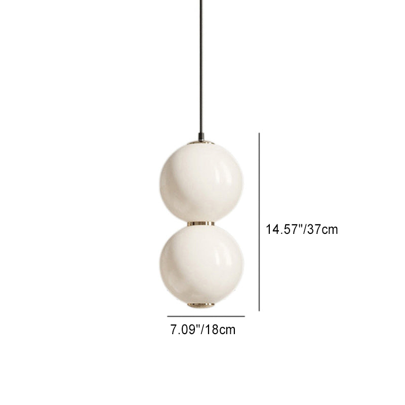 Contemporary Scandinavian Double Orb Hardware Glass LED Pendant Light For Bedroom