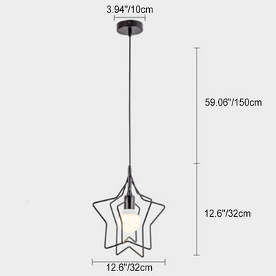 Lustre à suspension à une lumière en fer à trois étoiles scandinave contemporain pour salon 