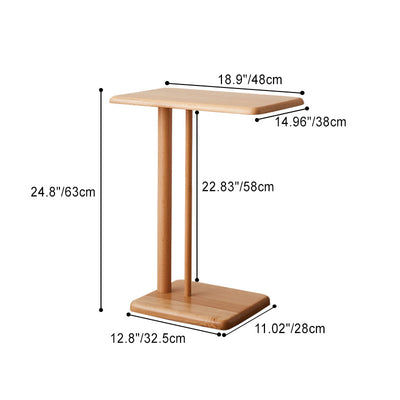 Modern Minimalist Rectangular Solid Wood Movable Side Table For Living Room