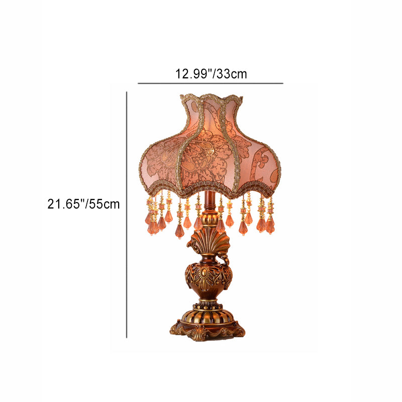 Traditional European Resin Fabric 1-Light Table Lamp For Bedroom