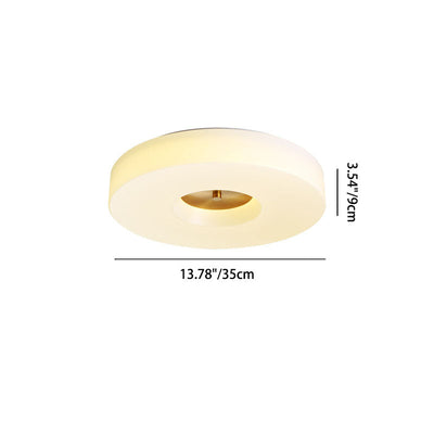 Modern Minimalist Copper Cylinder Acrylic LED Flush Mount Ceiling Light For Bedroom