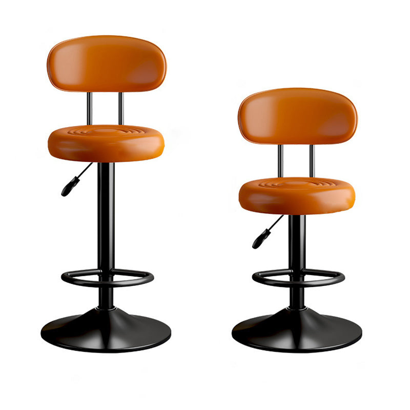 Contemporary Luxury Round Leather Upholstered Swivel Bar Stool Height Adjustable Footrest For Dining Room