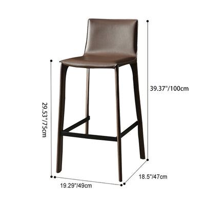 Contemporary Nordic Square Leather Iron Bar Stool Backrest Footrest For Dining Room