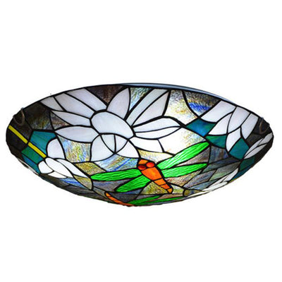 Vintage Tiffany Libelle Buntglas 2/3 Licht Unterputz Deckenleuchte 