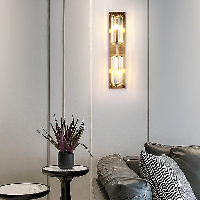 Modern Creative Light Luxury Crystal Strip Square 2-Light Wall Sconce Lamp