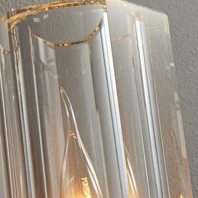 Modern Light Luxury Crystal Cylindrical Copper 1-Light Wall Sconce Lamp