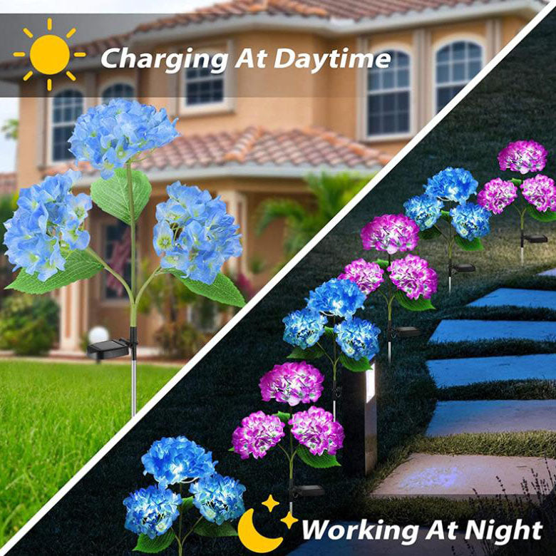Outdoor Solar Simulation Hydrangea LED Garden Lawn Ground Insert Landscape Light