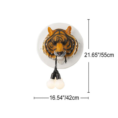 Italian Creative Tiger Totem Resin PVC Shade 1-Light Wall Sconce Lamp