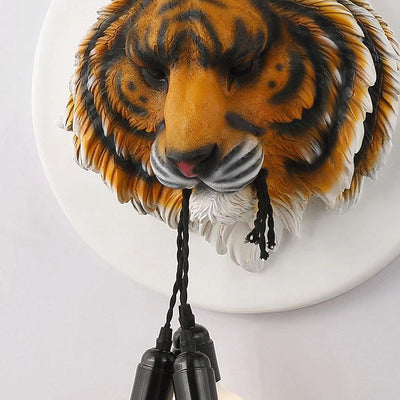 Italian Creative Tiger Totem Resin PVC Shade 1-Light Wall Sconce Lamp