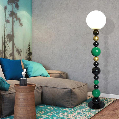 Scandinavian Creative Colorful Round Ball Glass 1-Light Standing Floor Lamp