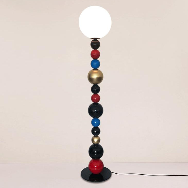 Scandinavian Creative Colorful Round Ball Glass 1-Light Standing Floor Lamp