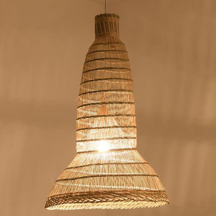 Chinese Zen Bamboo Weaving Cage 1-Light Pendant Light