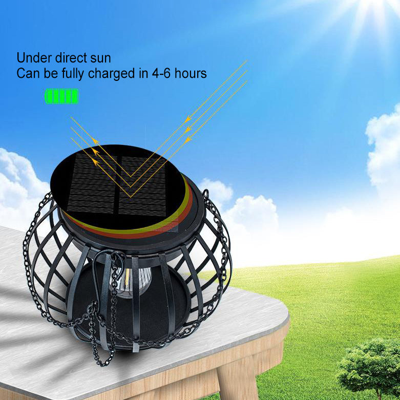 Outdoor Solar Waterproof Simple Iron Lantern LED Lawn Garden Light