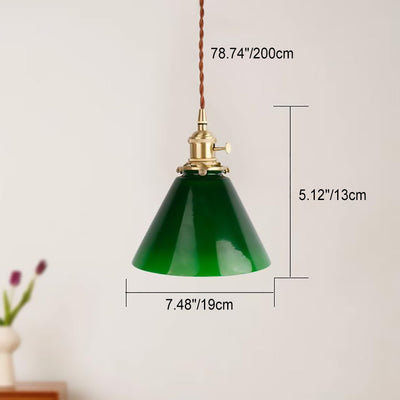 Modern Simple Emerald Glass Horn 1-Light Pendant Light