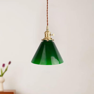 Modern Simple Emerald Glass Horn 1-Light Pendant Light