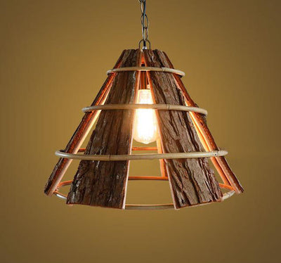 Modern Creative Minimalist Rattan Coarse Bark Horn 1-Light Pendant Light