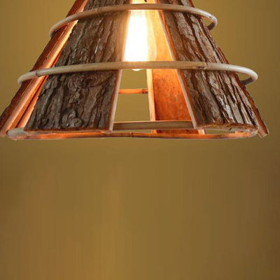 Modern Creative Minimalist Rattan Coarse Bark Horn 1-Light Pendant Light