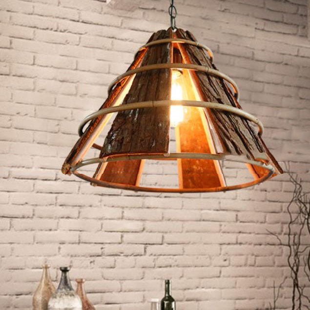 Modern Creative Minimalist Rattan Coarse Bark Horn 1-Light Pendant Light