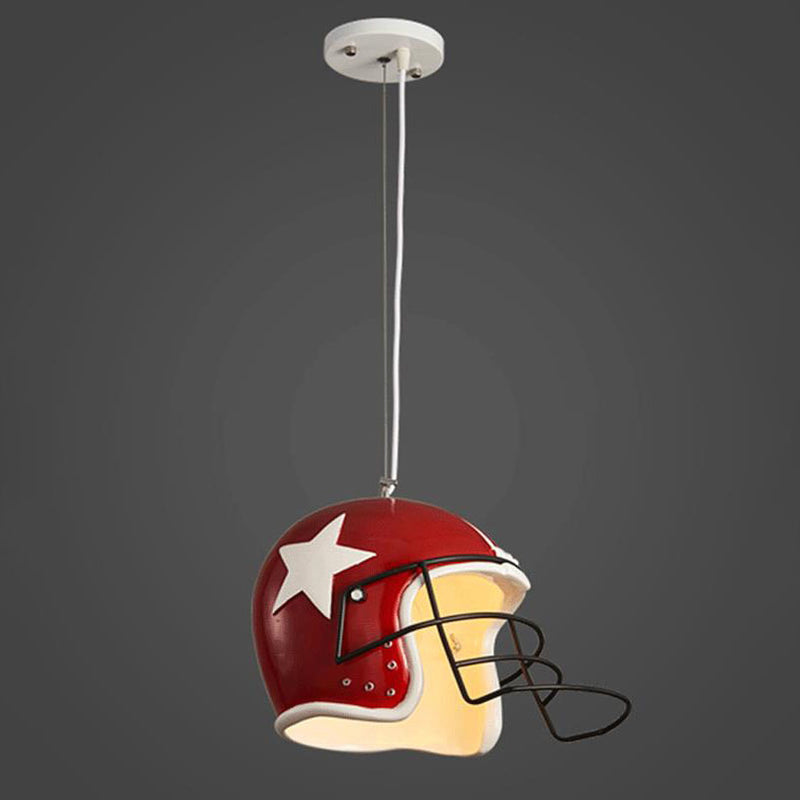 Modern Creative Iron Resin Helmet Shape 1-Light Pendant Light For Living Room