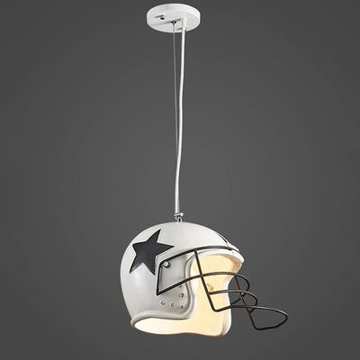 Modern Creative Iron Resin Helmet Shape 1-Light Pendant Light For Living Room