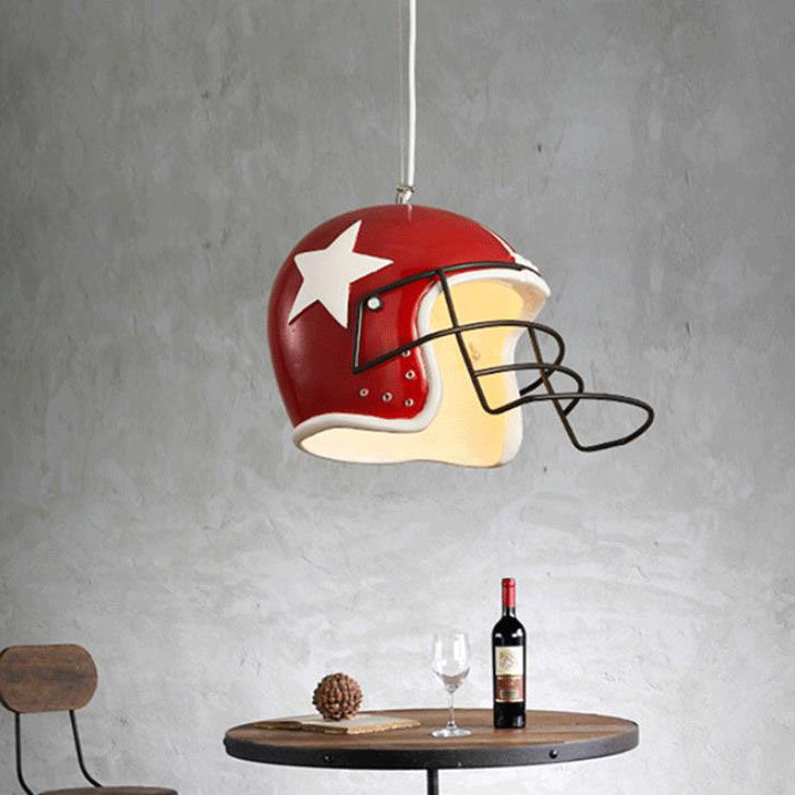 Modern Creative Iron Resin Helmet Shape 1-Light Pendant Light For Living Room