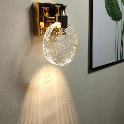 Contemporary Nordic Hardware Crystal Round LED Wall Sconce Lamp For Bedroom