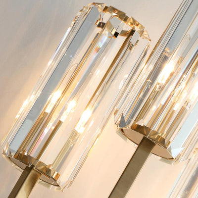 Modern Luxury Cylinder Hardware Crystal 3-Light Wall Sconce Lamp For Living Room