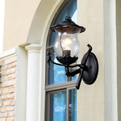 Traditional European Gourd Bird Aluminum Glass 1-Light Wall Sconce Lamp For Outdoor Patio