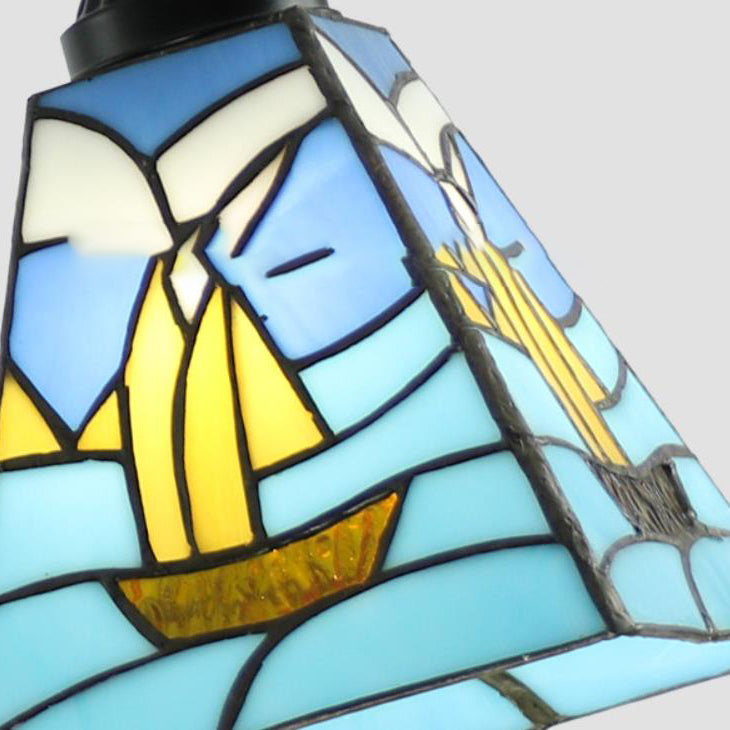 Traditional Tiffany Mediterranean Stained Glass Bird Decoration 1-Light Pendant For Living Room