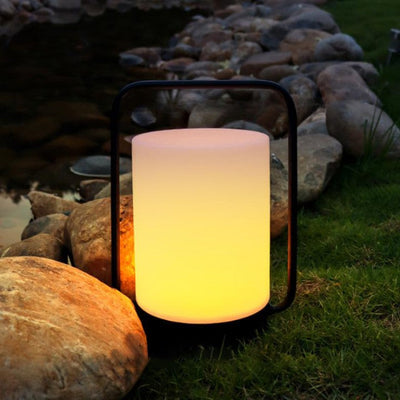 Modern Minimalist Portable Cylindrical Stainless Steel PE LED Camping Outdoor Light For Garden