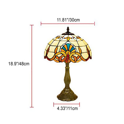 Traditional Tiffany Umbrella Alloy Stained Glass 1-Light Table Lamp For Bedroom