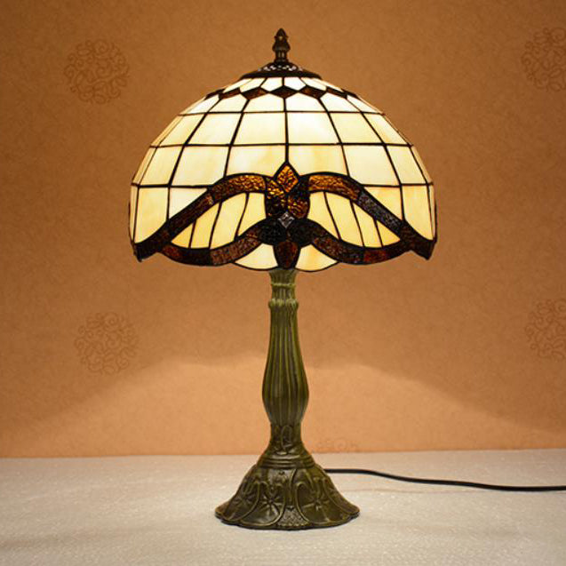 Traditional Tiffany Umbrella Alloy Stained Glass 1-Light Table Lamp For Bedroom