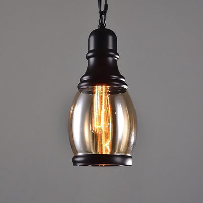 Contemporary Industrial Glass Gourd-Shaped 1-Light Pendant Light For Dining Room