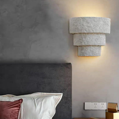 Modern Simplicity Tiered Cement Round Shade 1-Light Wall Sconce Lamp For Living Room