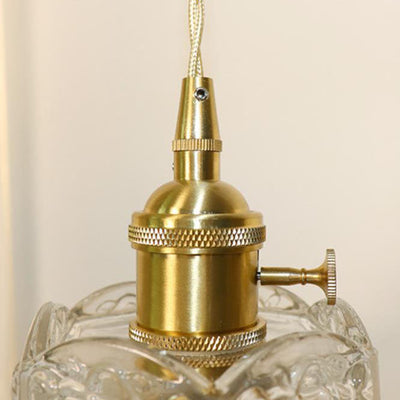 Traditional French Brass Carved Glass 1-Light Wall Sconce Lamp For Bedroom