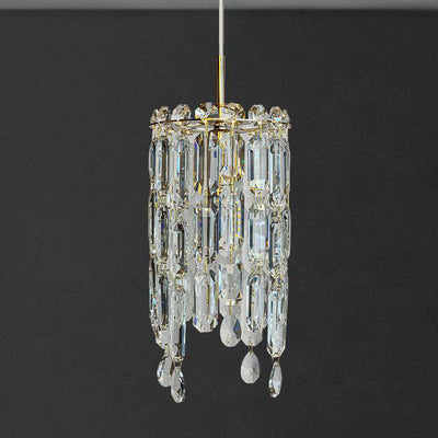 Contemporary Luxury Dazzling Prismatic Clear Crystal 1-Light Pendant Light For Living Room