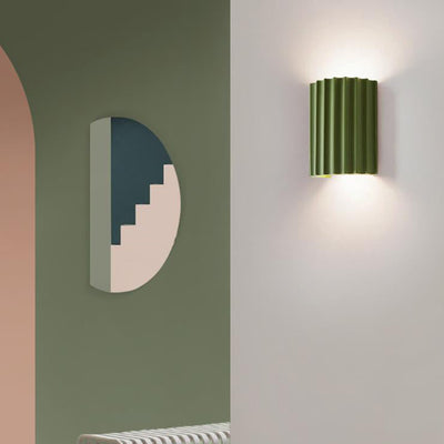 Contemporary Scandinavian Resin Half Column 2-Light Wall Sconce Lamp For Hallway