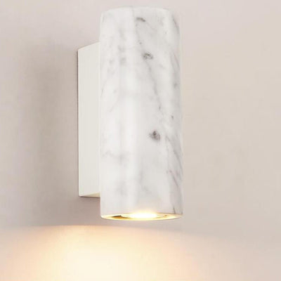 Modern Minimalist Waterproof Cylinder Marble 1-Light Wall Sconce Lamp For Outdoor Patio