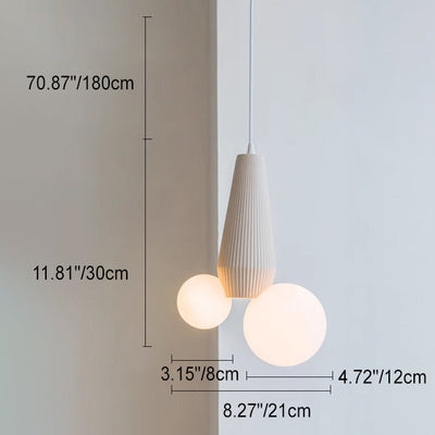 Contemporary Creative Orb Irregular Cylinder Resin PE 2-Light Pendant Light For Living Room