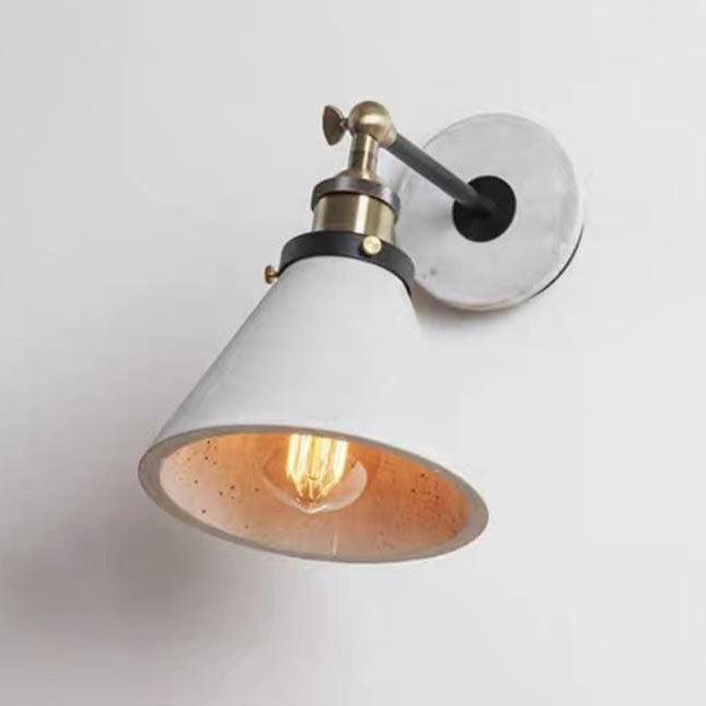 Contemporary Industrial Round Flared Aluminum Cement 1-Light Wall Sconce Lamp For Living Room