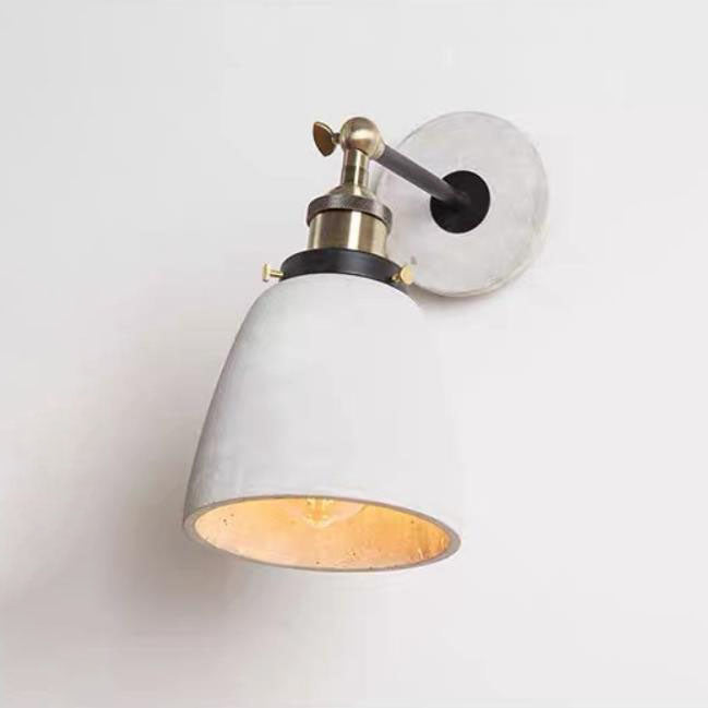 Contemporary Industrial Round Flared Aluminum Cement 1-Light Wall Sconce Lamp For Living Room