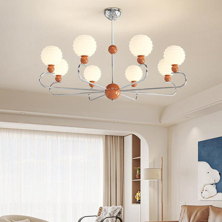 Contemporary Nordic Honeycomb Ball Magic Bean Glass Shade Iron Frame 5/8-Light Chandelier For Living Room