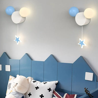 Contemporary Creative Cartoon Iron Acrylic Ball Shade LED Kids Wall Sconce Lamp For Bedroom