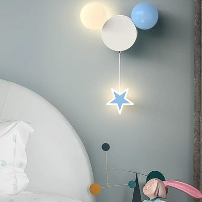 Contemporary Creative Cartoon Iron Acrylic Ball Shade LED Kids Wall Sconce Lamp For Bedroom