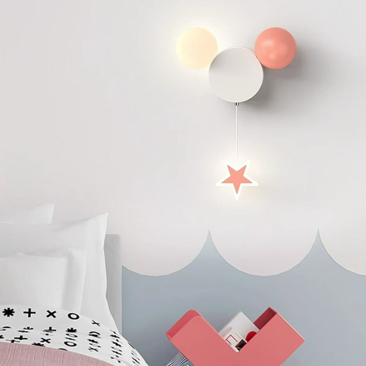 Contemporary Creative Cartoon Iron Acrylic Ball Shade LED Kids Wall Sconce Lamp For Bedroom