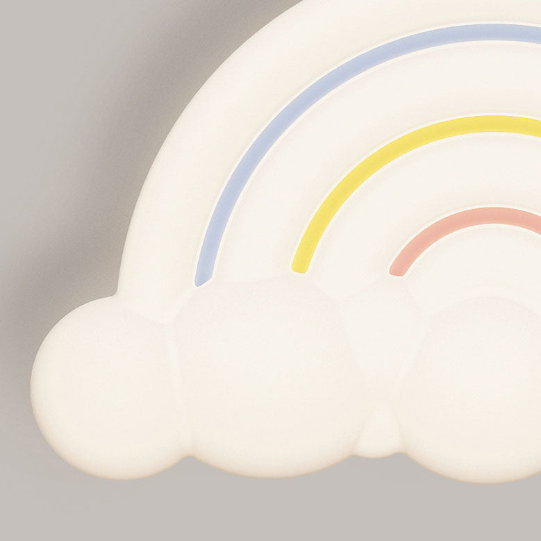 Contemporary Creative Cartoon Acrylic Cloud Rainbow Design LED Kids Flush Mount Ceiling Light For Bedroom